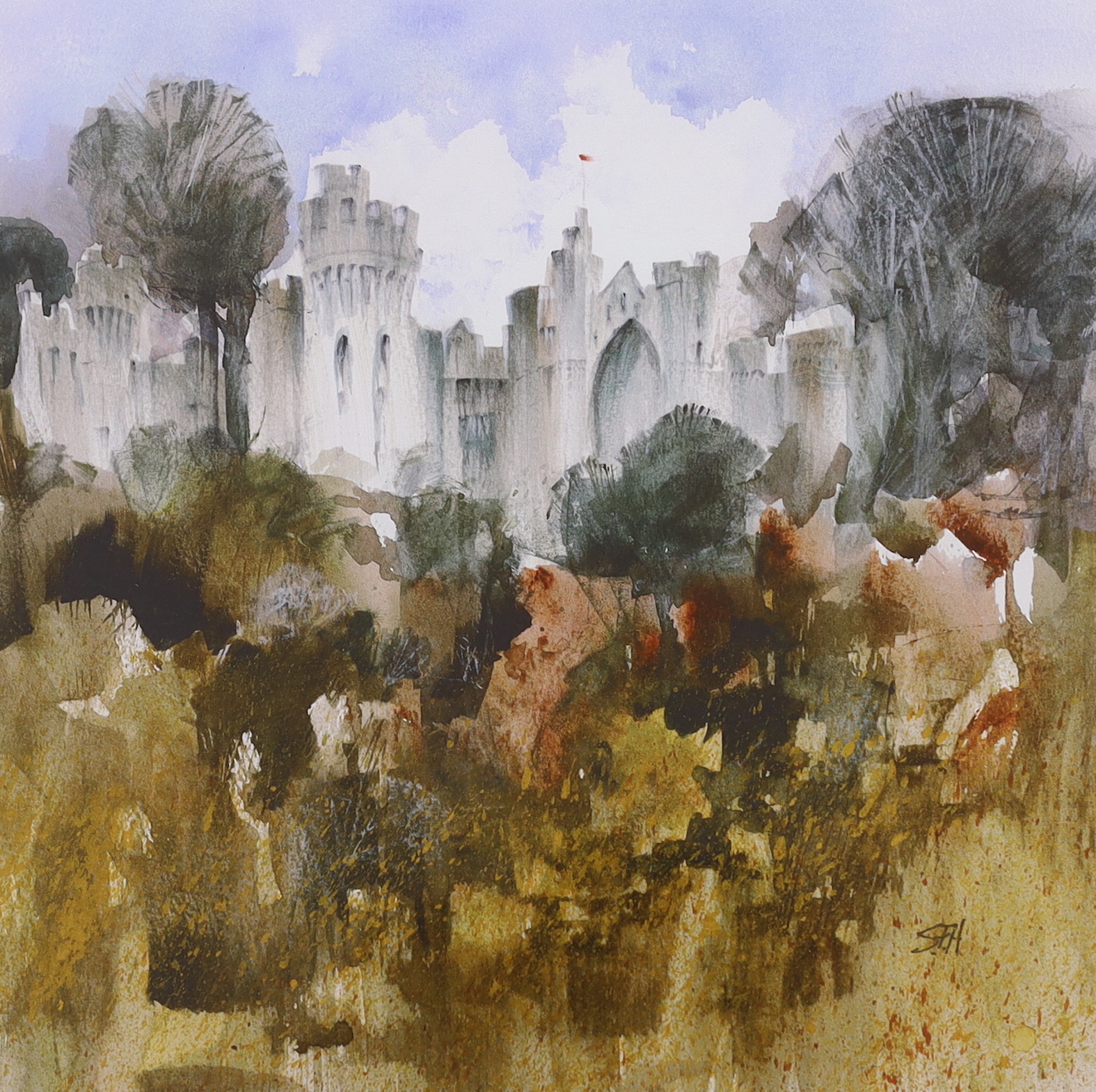 S.P. Harris, limited edition colour print, Arundel Castle, signed in pencil, 6/95, 30 x 30cm